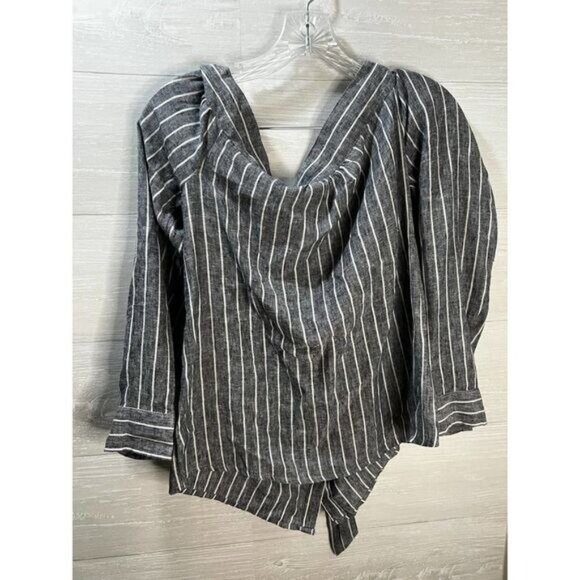 Anthropologie Off Shoulder Stripe Long‎ Sleeve Blouse Medium - Picture 2 of 6